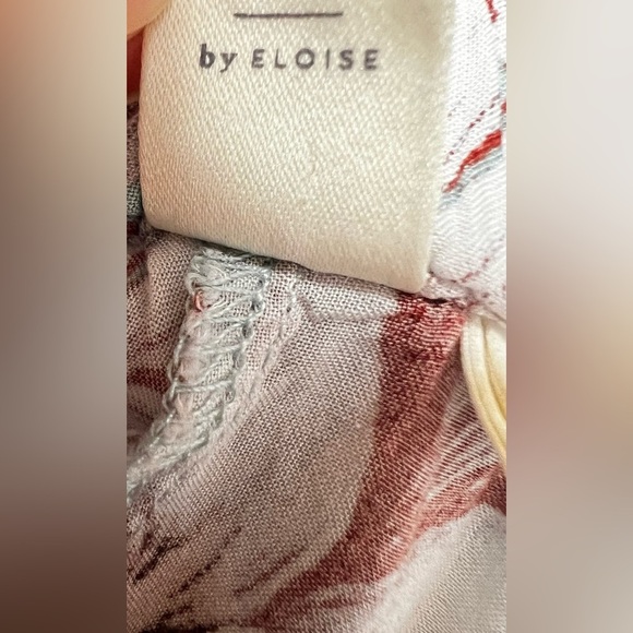 Eloise Pants Women 1 Mustard Yellow Grey Floral Print Smocked Elastic Cotton - Picture 11 of 16